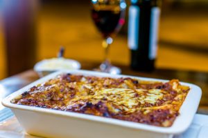 lasagnes végétariennes vin rouge